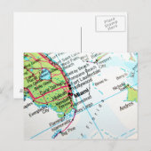 Postale Une carte montrant la ville américaine de Miami (Devant / Derrière)