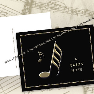 Postale « Une note rapide » Note de musique dorée Carte po