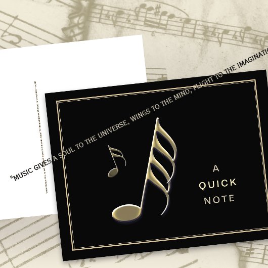 Postale « Une note rapide » Note de musique dorée Carte po