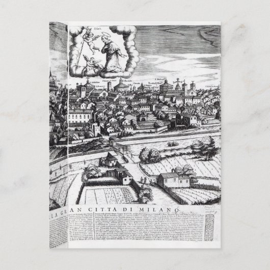 Postale Une section d'une carte de Milan, 1640 (Devant)