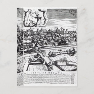 Postale Une section d'une carte de Milan, 1640