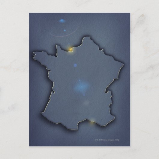 Postale Une simple carte bleue montrant la forme du contou (Devant)