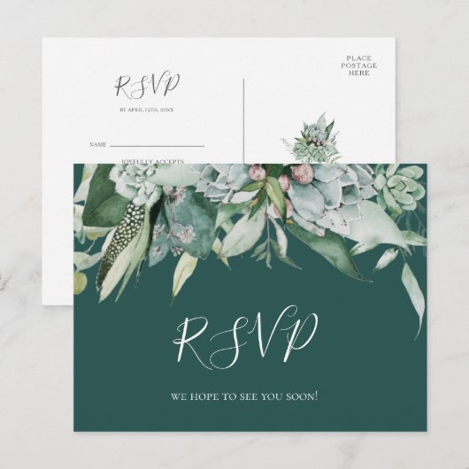 Postale Une verdure succulente | Carte RSVP de choix du me (Devant / Derrière)