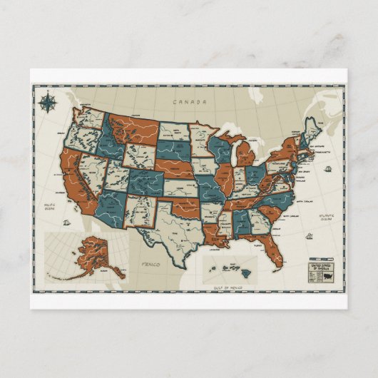 Postale USA - Carte Vintage (Devant)