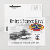 Postale USS BENJAMIN FRANKLIN SSBN-640 SUB. - Carte postal (Devant / Derrière)