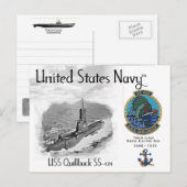 POSTALE USS USS QUILLBACK SS-424 SOUS-MARINE - CARTE POSTA (Devant / Derrière)