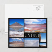 Postale Uyuni multiple image collage noir texte carte post (Devant / Derrière)