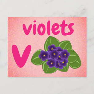 Postale v - carte flash violets