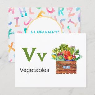 Postale V est pour les légumes - Carte Flash Alphabet