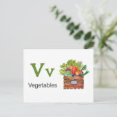 Postale V est pour les légumes - Carte Flash Alphabet (Debout devant)