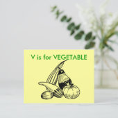 Postale "V" est pour une carte à puce Alphabet Végétable (Debout devant)