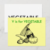 Postale "V" est pour une carte à puce Alphabet Végétable (Devant / Derrière)