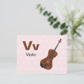 Postale V pour violon - Carte Flash Alphabet (Debout devant)