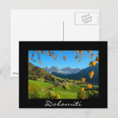 Postale Val di Funes vallée avec feuilles d'automne carte  (Devant / Derrière)