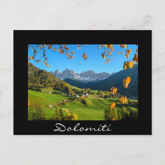 Postale Val di Funes vallée avec feuilles d'automne carte  (Devant)