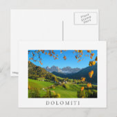 Postale Val di Funes vallée avec feuilles d'automne carte (Devant / Derrière)