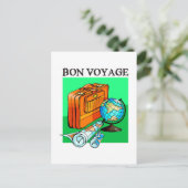 Postale Valise, valise, carte et globe : Bon Voyage! (Debout devant)