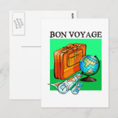 Postale Valise, valise, carte et globe : Bon Voyage! (Devant / Derrière)