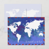 Postale Vers Voyage est de vivre / carte du monde (Devant / Derrière)