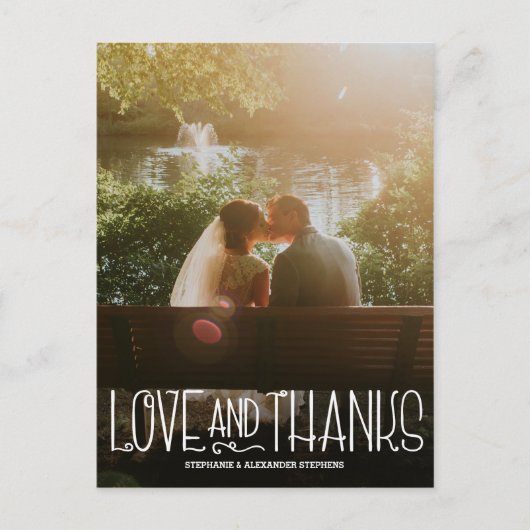 Postale Vertical Love et Merci Mariage Carte de remercieme (Devant)