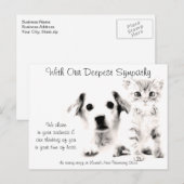 Postale Vétérinaire Carte de Sympathie Chiot et Kitten (Devant / Derrière)