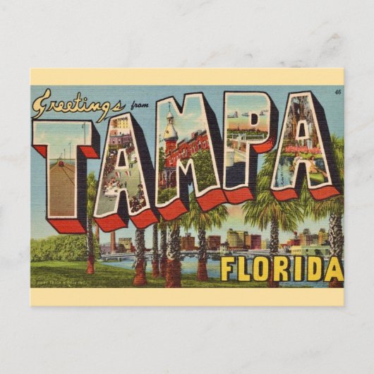 Postale Vieille carte de Tampa Floride Message de bienvenu (Devant)