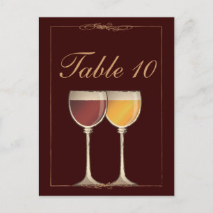Postale Vieux Monde Rouge & Blanc Verre Table Numéro Carte