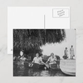 Postale Vieux noir et blanc pour dames et bateaux - Carte (Devant / Derrière)