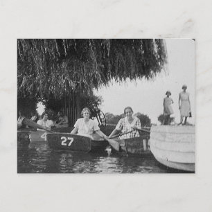 Postale Vieux noir et blanc pour dames et bateaux - Carte 
