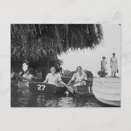 Postale Vieux noir et blanc pour dames et bateaux - Carte (Devant)
