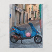 Vieux scooter en Italie | scooter bleu | Carte pos