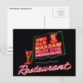 Postale Vieux Varsovie, Broadview Il. Panneau néon, carte  (Devant / Derrière)