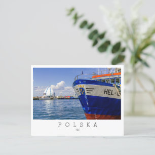 Postale Ville d'Hel, bord de mer, Pologne, Polska, Carte p
