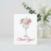 Postale vin, carte de remerciements fleurie (Debout devant)