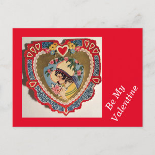 Postale Vintage fille dans le coeur Valentine carte postal