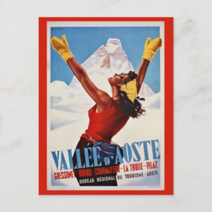Postale Vintage hiver rétro Alpes italiennes Voyage Carte 