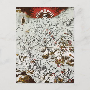 Postale Vintage Pôle Nord Ancien Monde Carte Antique