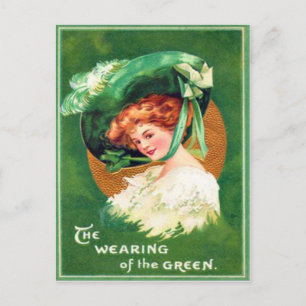 Postale Vintage Porter la Verte Carte de la Fête de la Sai