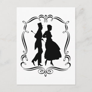 Postale Vintage Silhouette Elegant Homme Femme Carte Posta