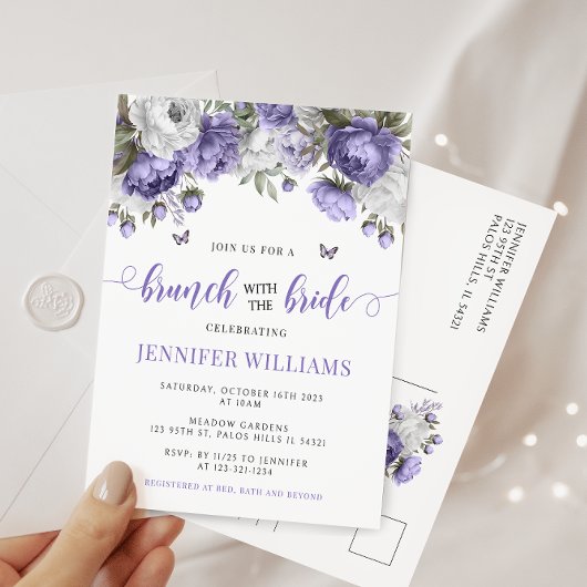 Postale Violet lavande nuptiale brunch douche carte postal