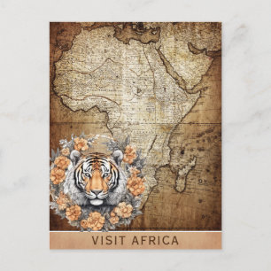 Postale Visite vintage Afrique Carte Tiger Flore Voyage