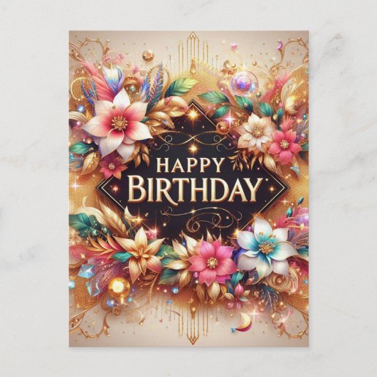Postale Voeux radieux : Belle carte d'anniversaire (Devant)