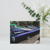 Postale Voitures Classiques de Cuba Cabriolet Violet Carte (Debout devant)