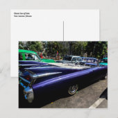 Postale Voitures Classiques de Cuba Cabriolet Violet Carte (Devant / Derrière)
