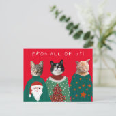 Postale Vos 3 chats dans les affreux pulls de Noël Carte p (Debout devant)