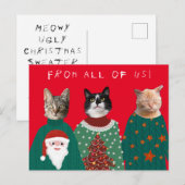 Postale Vos 3 chats dans les affreux pulls de Noël Carte p (Devant / Derrière)