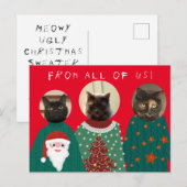 Postale Vos 3 chats dans les affreux pulls de Noël Carte p (Devant / Derrière)