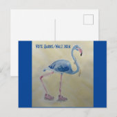 Postale Vote Harris/Walz Flamant rose bleu avec carte post (Devant / Derrière)