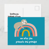 Postale Vous Manquez Rainbow Sloth Grandparents Carte Post (Devant / Derrière)