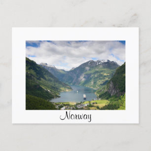 Postale Vue de Geirangerfjord en Norvège carte frontière b
